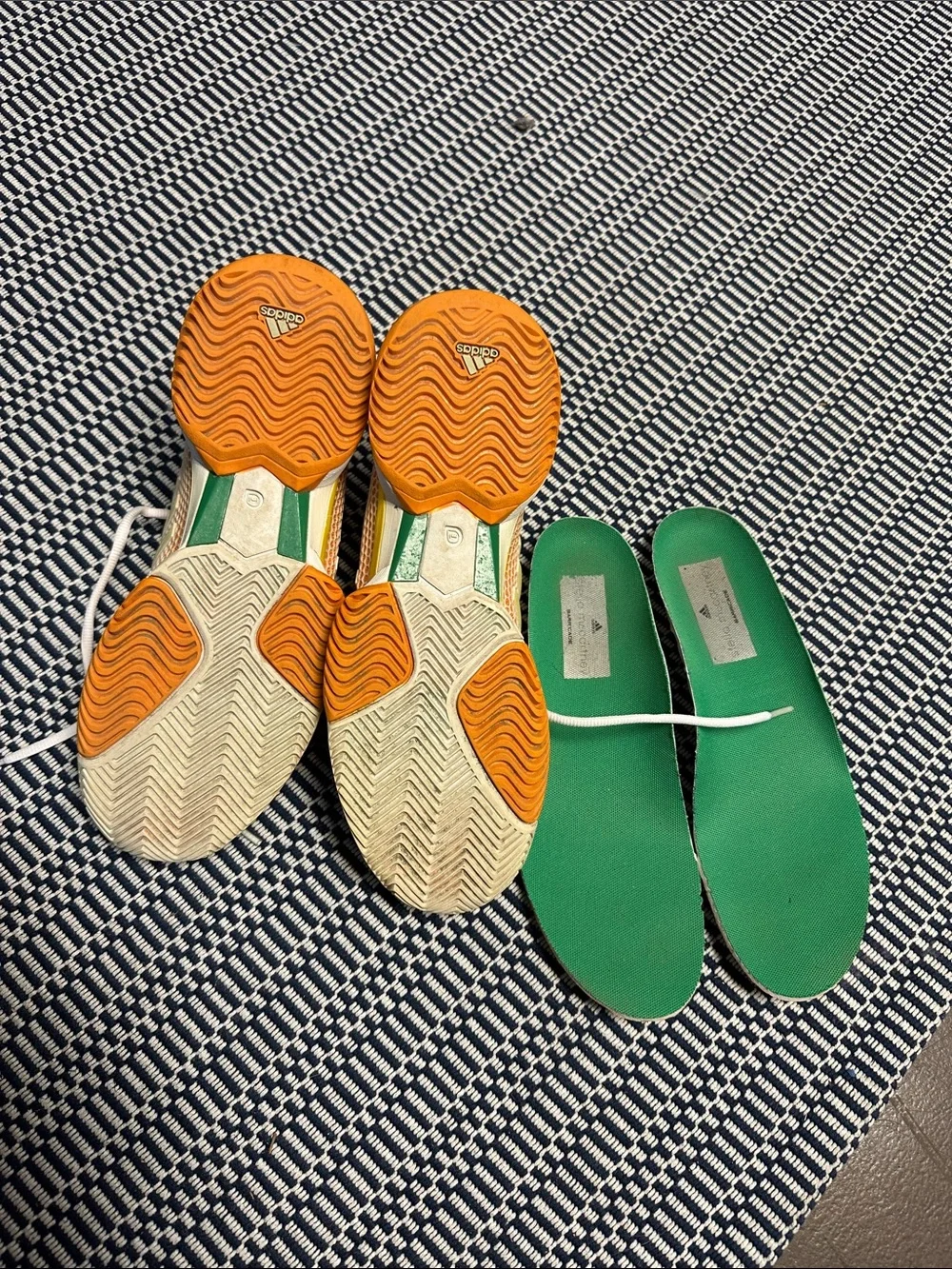 Adidas by Stella McCartney Peach Mesh Athletic Sneakers with Green Heel Accents